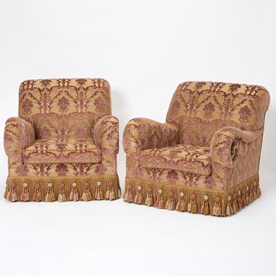 Lot 231 - Pair of Purple Velvet Upholstered Club Chairs