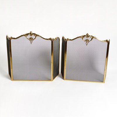 Lot 151 - Pair of Louis XV Style Brass Folded Firescreens