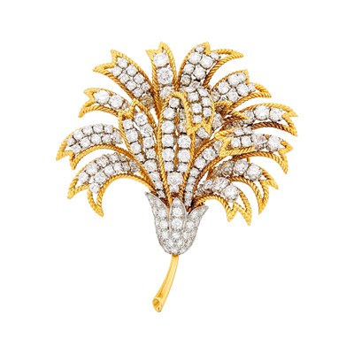 Lot 32 - Gold, Platinum and Diamond Clip-Brooch