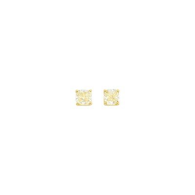 Lot 61 - Pair of Gold, Platinum and Fancy Yellow Diamond Stud Earrings