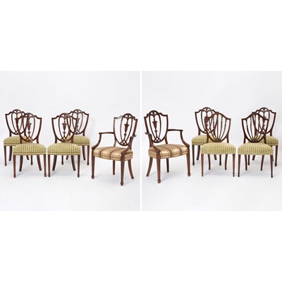 Lot 166 - Set of Eight George III Style Mahogany Dining Side Chairs