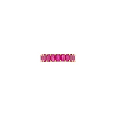 Lot 34 - Rose Gold and Ruby Band Ring