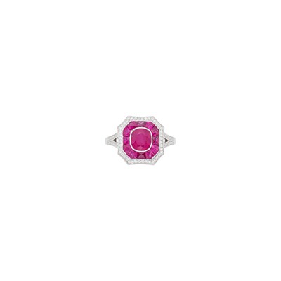 Lot 57 - Platinum, Ruby and Diamond Ring