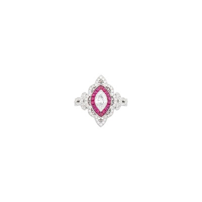 Lot 61 - Platinum, Diamond and Ruby Ring