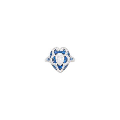 Lot 79 - Platinum, Diamond and Sapphire Ring