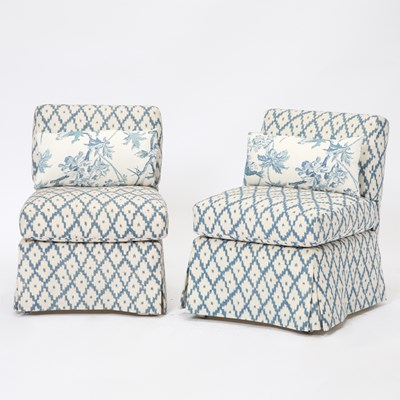 Lot 111 - Pair of Upholstered Slipper Chairs
