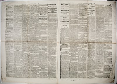 Lot 39 - The New York Herald, April 15, 1865, announcing Lincoln's assassination