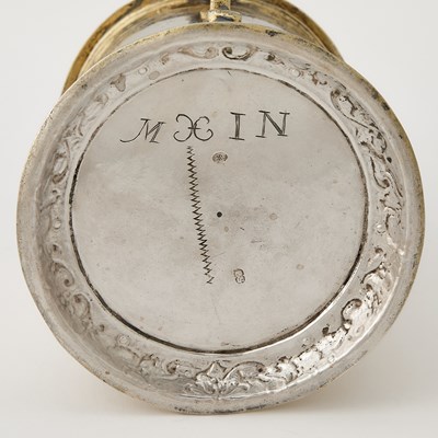 Lot German Silver and Parcel Gilt Covered Tankard