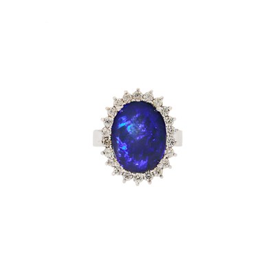 Lot 2138 - White Gold, Black Opal and Diamond Ring-Dant
