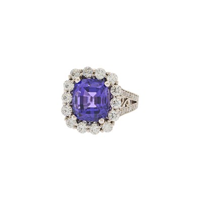 Lot 2158 - White Gold, Tanzanite and Diamond Ring