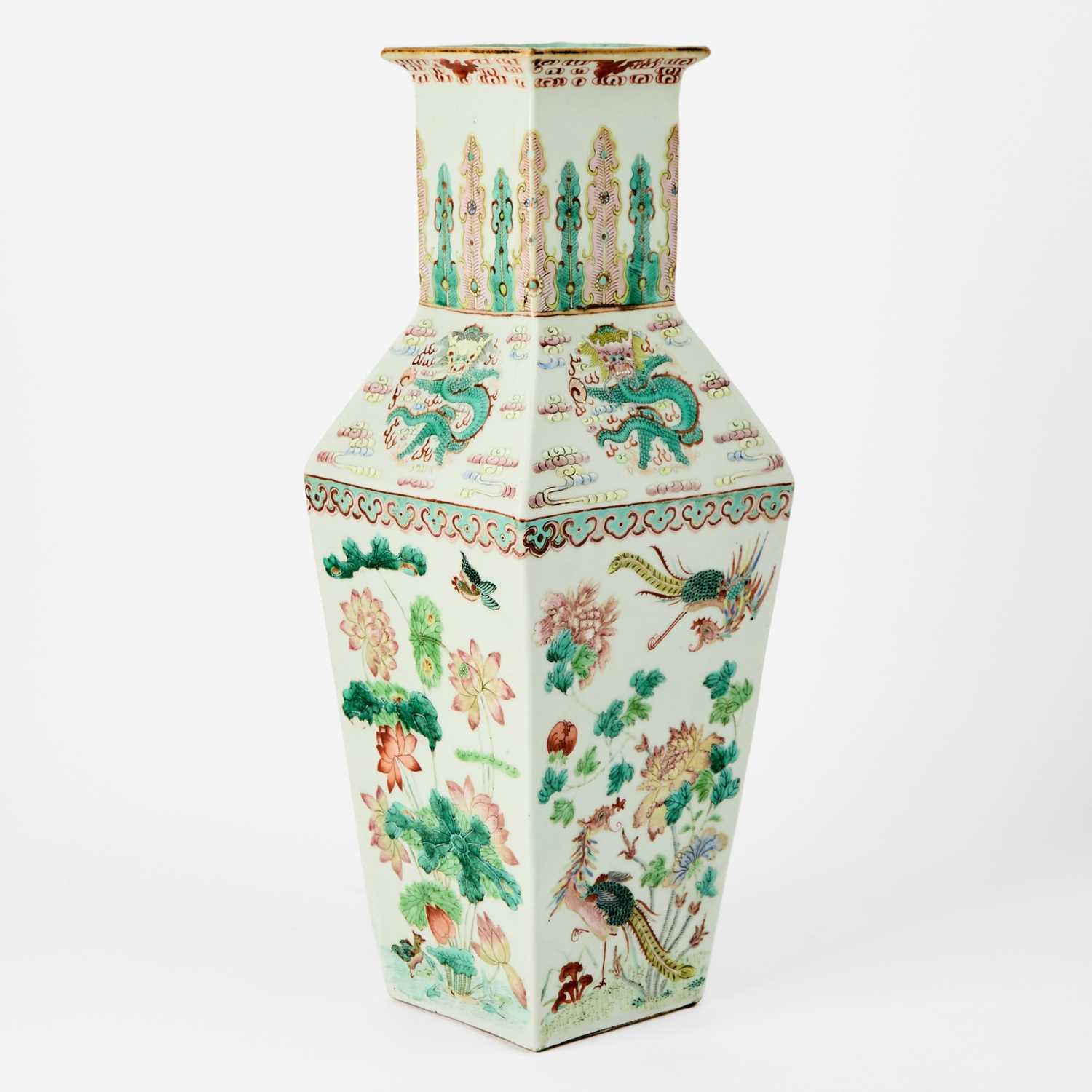 Lot 90 - A Chinese Famille Rose Porcelain Square Vase