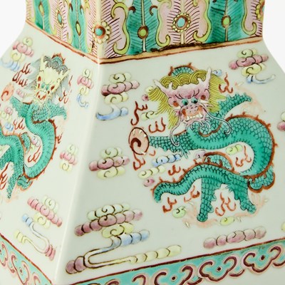 Lot 90 - A Chinese Famille Rose Porcelain Square Vase