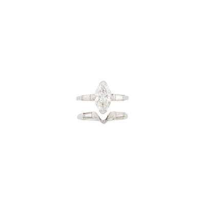 Lot 59 - Platinum and Diamond Ring and Insert Ring