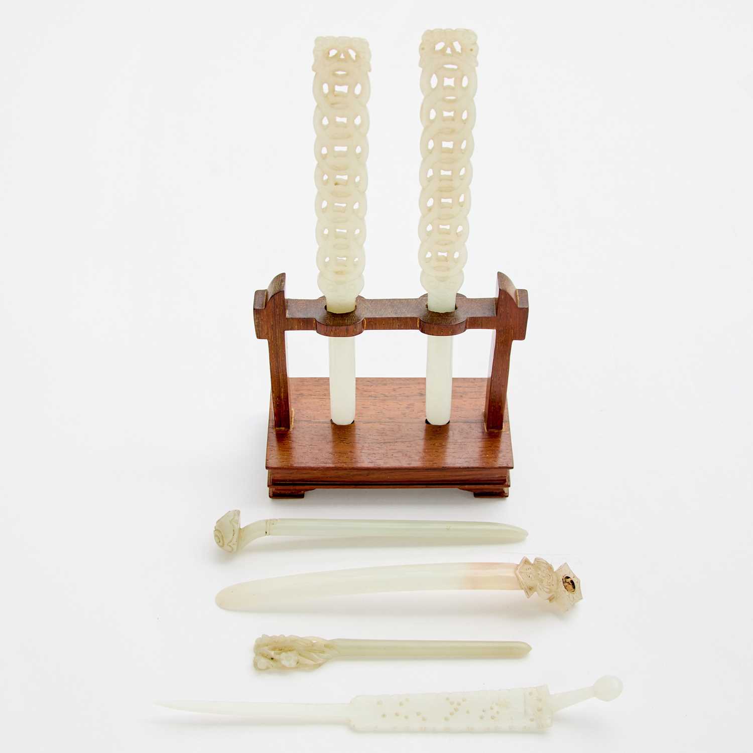 Lot 18 - A Group of Six Chinese Jade Hair Pins