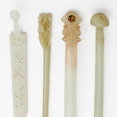 Lot 18 - A Group of Six Chinese Jade Hair Pins