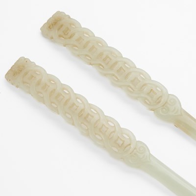 Lot 18 - A Group of Six Chinese Jade Hair Pins