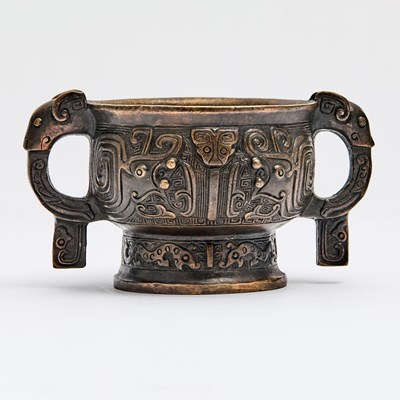 Lot 64 - A Chinese Cast Bronze Archaistic Vessel, Gui