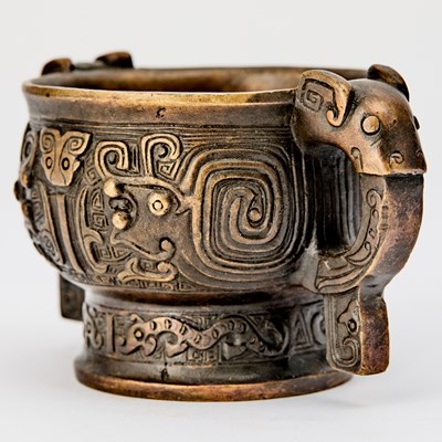 Lot 64 - A Chinese Cast Bronze Archaistic Vessel, Gui