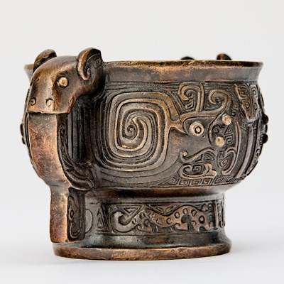 Lot 64 - A Chinese Cast Bronze Archaistic Vessel, Gui