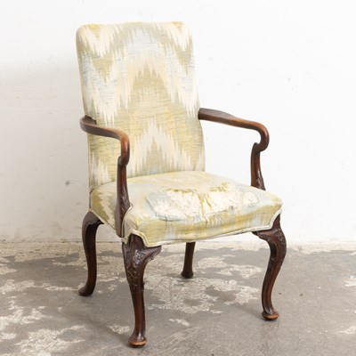 Lot 15 - Georgian Style Upholstered Mahogany Armchair