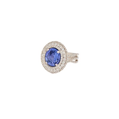 Lot 1168 - White Gold, Violet Sapphire and Diamond Ring