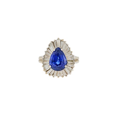 Lot 1171 - White Gold, Sapphire and Diamond Ballerina Ring