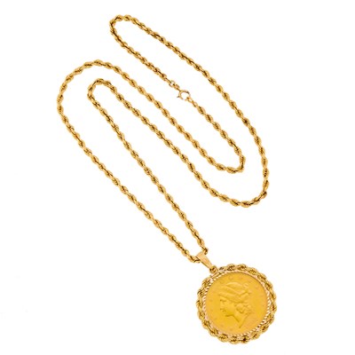 Lot 1057 - Gold Coin Pendant with Hammerman Brothers Gold Chain Necklace