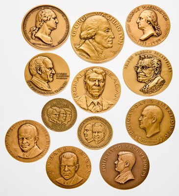 Lot 128 - United States. Group of Presidential and Vice Presidential Bronze Medals, 1930s-1980s. Grades Vary, Mostly Mint State.