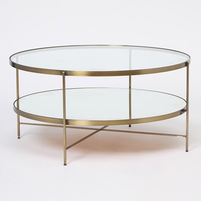 Lot 146 - Brass, Glass, and Mirrored Low Table