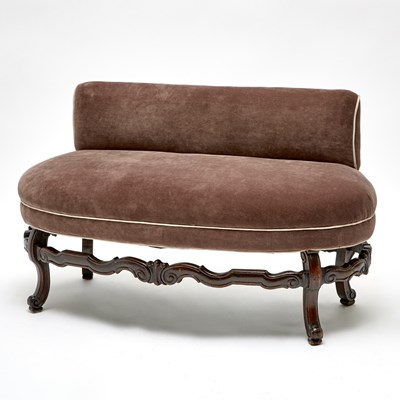 Lot 230 - Louis XIV Style Velvet Upholstered Walnut Settee