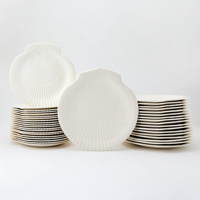 Lot 74 - Set of Fifty-Two Wedgwood of Etruria & Barlaston Porcelain "Moonstone (Cream)" Pattern Plates