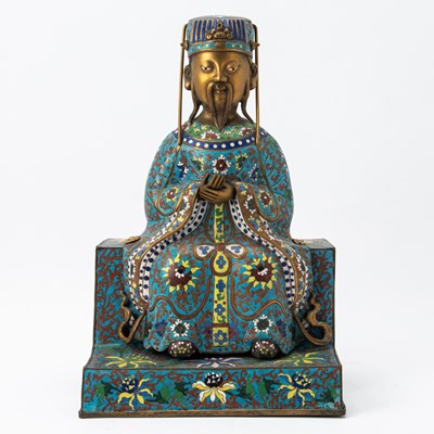 Lot 396 - A Chinese Cloisonné Enamel Figure of a Daoist Deity