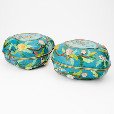 Lot 155 - A Pair of Chinese Cloisonne Enamel Boxes