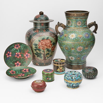 Lot 157 - Assorted Group of Chinese and Japanese Cloisonne and Champleve Enamel Articles