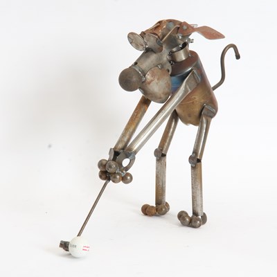Lot 274 - Welded Metal Sculpture of a Golfing Dog
