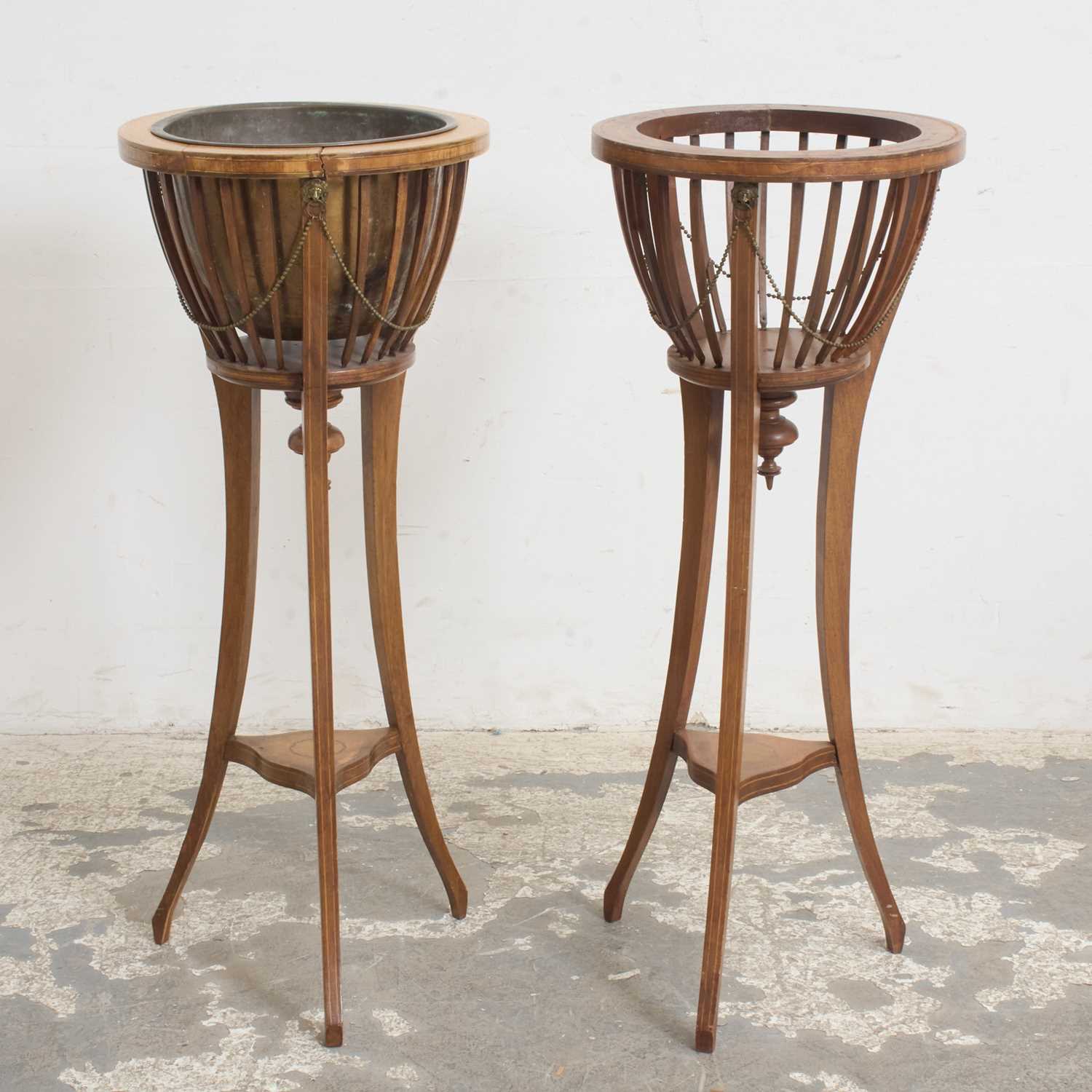 Lot 45 - Pair of George III Style Inlaid Mahogany Plant Stands