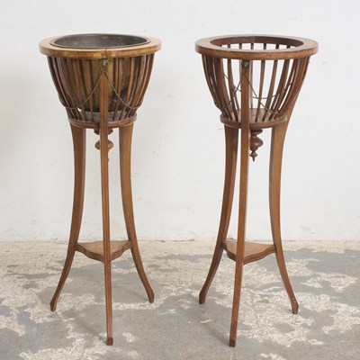 Lot 45 - Pair of George III Style Inlaid Mahogany Plant Stands
