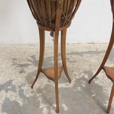 Lot 45 - Pair of George III Style Inlaid Mahogany Plant Stands