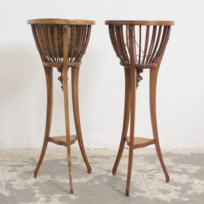 Lot 45 - Pair of George III Style Inlaid Mahogany Plant Stands