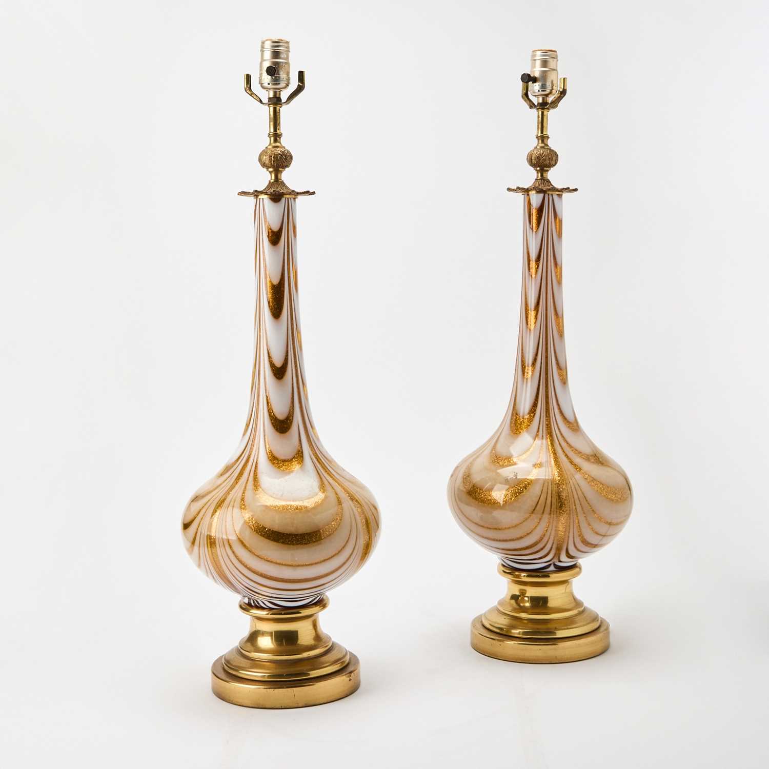 Lot 255 - Pair of Glass Vases as Table Lamps