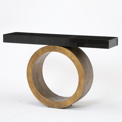 Lot 426 - Herve van der Straeten Ebonized Pearwood and Patinated Bronze "Anneau Model 206" Console Table