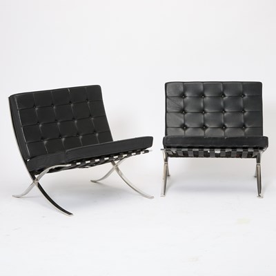 Lot 380 - Pair Mies van der Rohe Leather and Steel “Barcelona” Chairs