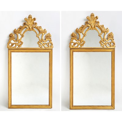 Lot 238 - Pair of Rococo Style Giltwood Mirrors