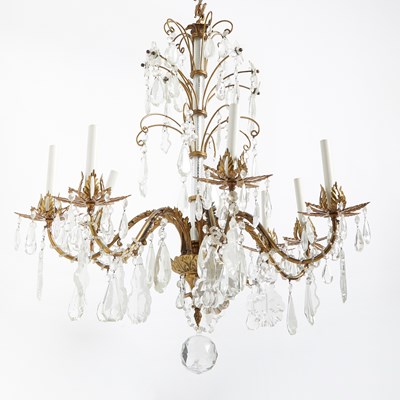 Lot 204 - Empire Style Gilt-Metal and Glass Eight-Light Chandelier