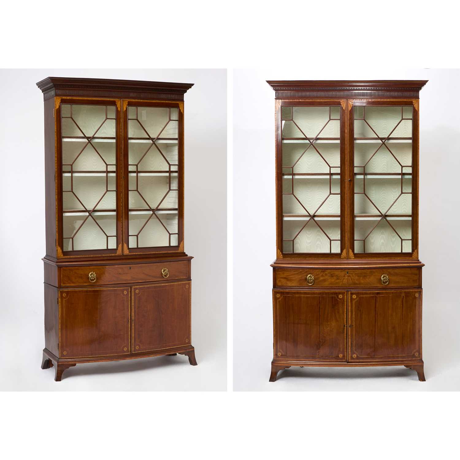 Lot 169 - Pair of George III Inlaid Mahogany Bookcase Cabinets