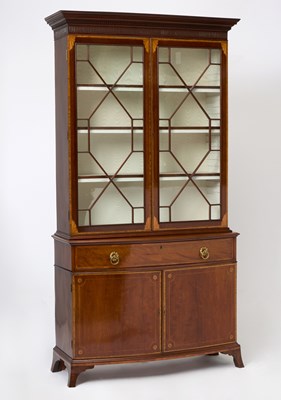 Lot 169 - Pair of George III Inlaid Mahogany Bookcase Cabinets