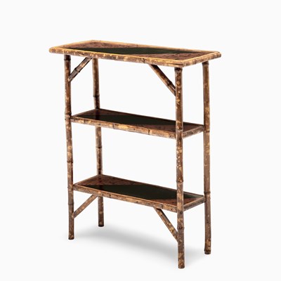 Lot 128 - Victorian Bamboo and Lacquer Etagère