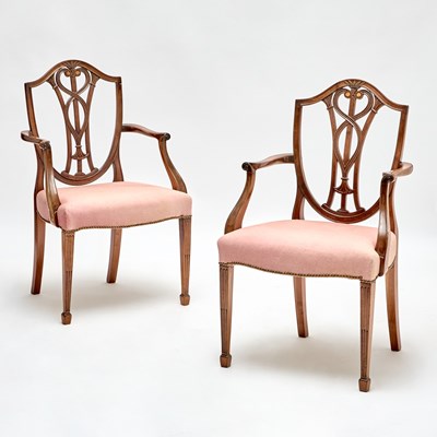 Lot 109 - Pair of George III Style Mahogany Upholstered Armchairs