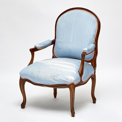 Lot 175 - Louis XV Style Beechwood Upholstered Fauteuil
