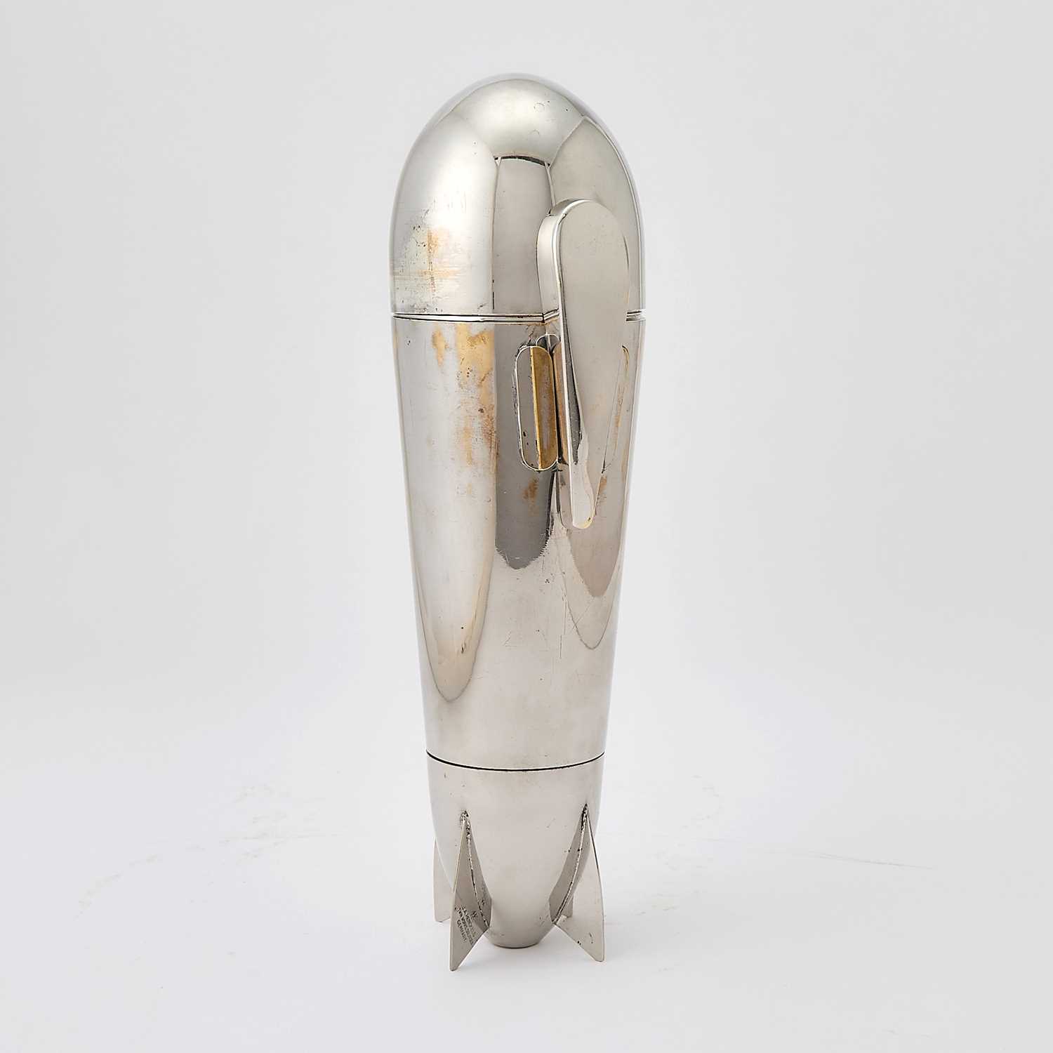 Lot 94 - Novelty German Silver Plated Zeppelin Form Cocktail Shaker